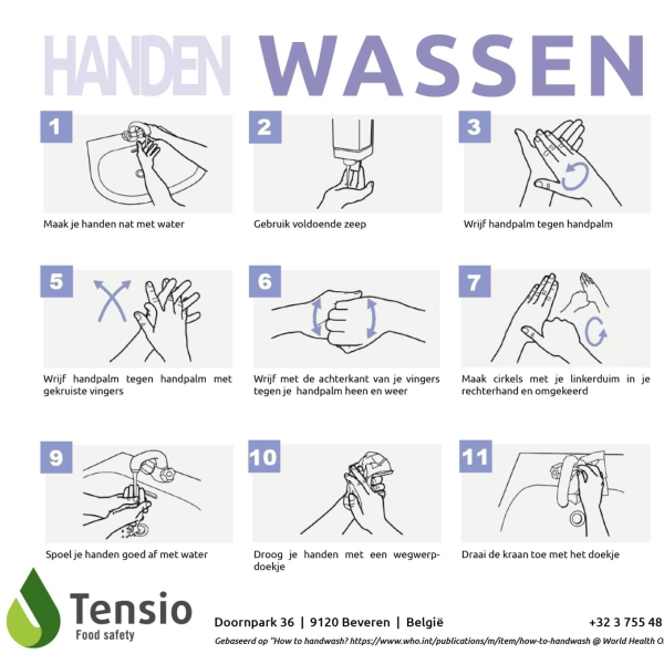 Instructiebord: Handen wassen