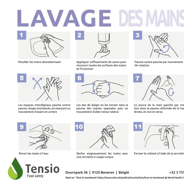 Panneau d'instruction: Laver les mains