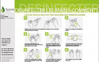 Panneau d'instuction: Comment désinfecter les mains?