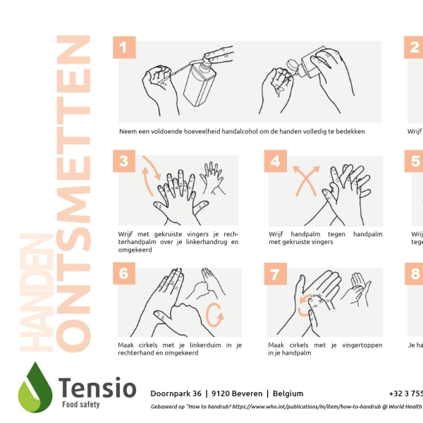 Instructiebord: Handen ontsmetten