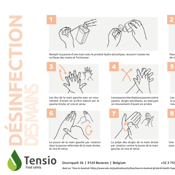 Panneau d'instruction: Désinfecter les mains